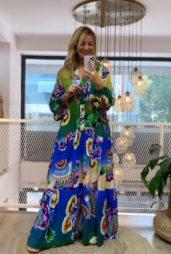 moda sokakta - Çok Renkli Viskon Elbise