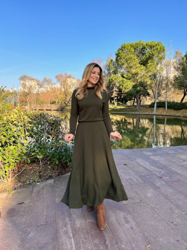 moda sokakta - Haki Yeşil Triko Elbise