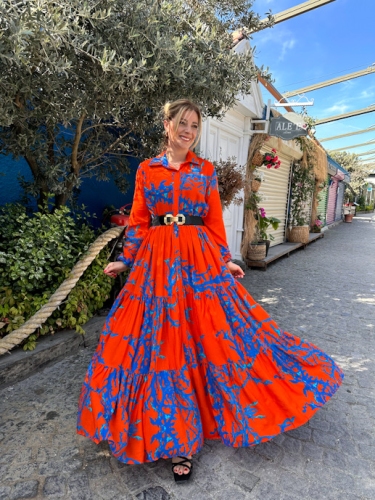 moda sokakta - Mercan Desen Gömlek Elbise