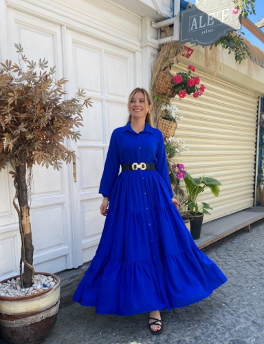 moda sokakta - Saks Mavi Gömlek Elbise