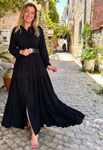 moda sokakta - Siyah Gömlek Elbise