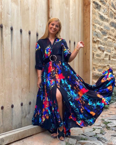 moda sokakta - Siyah Yağlı Boya Gömlek Elbise